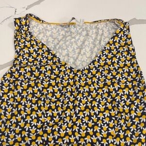 Boden V-Neck Floral Dress - Yellow, White, Black